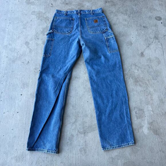 Vintage Y2K Carhartt blue denim jeans double knee work wear carpenter pants - Picture 4 of 8